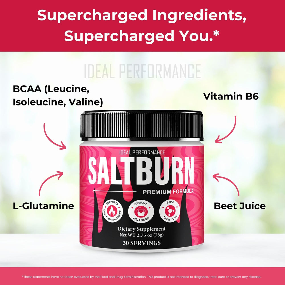 SaltBurn Powder packaging and bottle