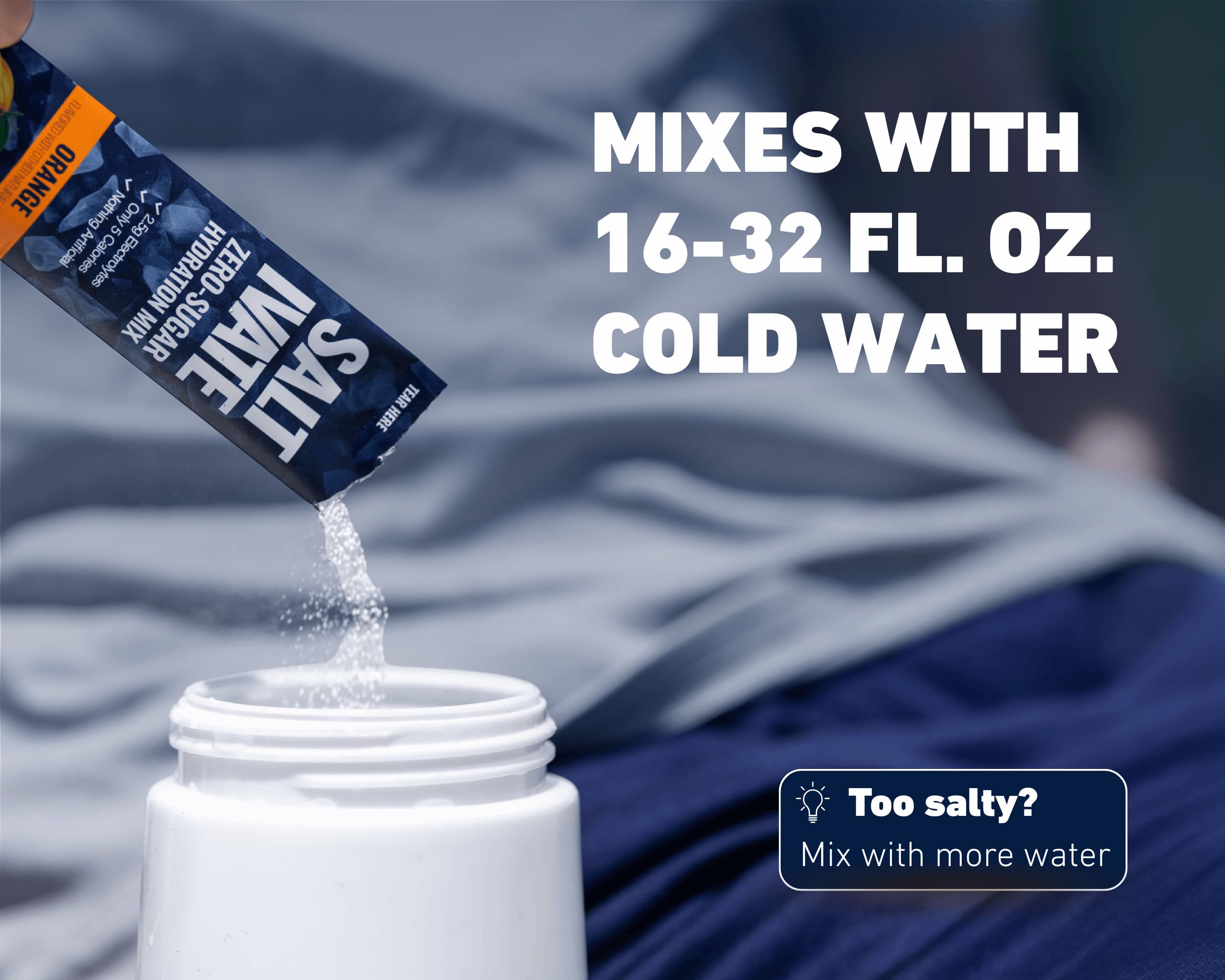 Saltivate Mango Pineapple Electrolytes active-day travel use showcased in backpack-friendly setup