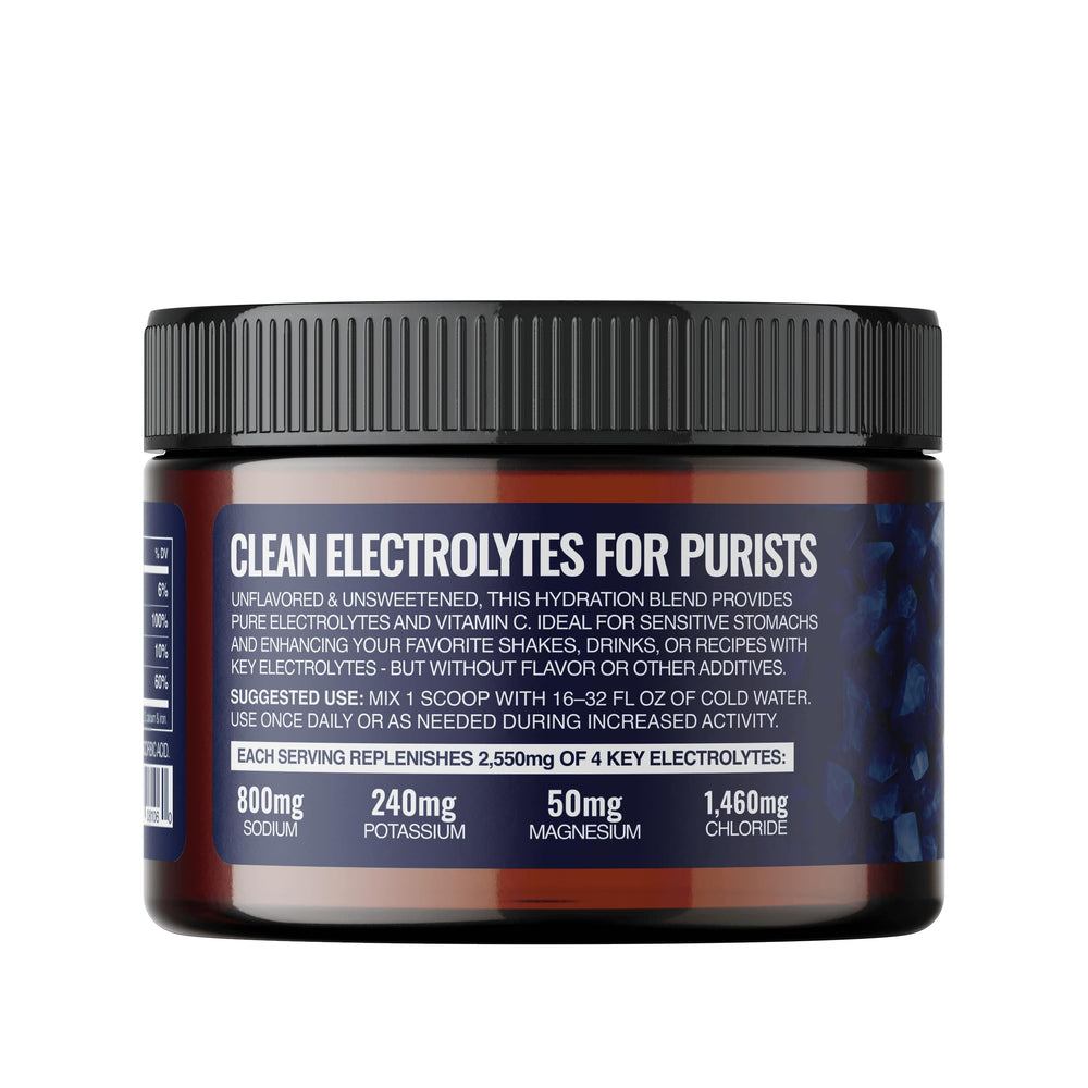 Saltivate unflavored electrolytes stirred into a glass for a customizable intake.