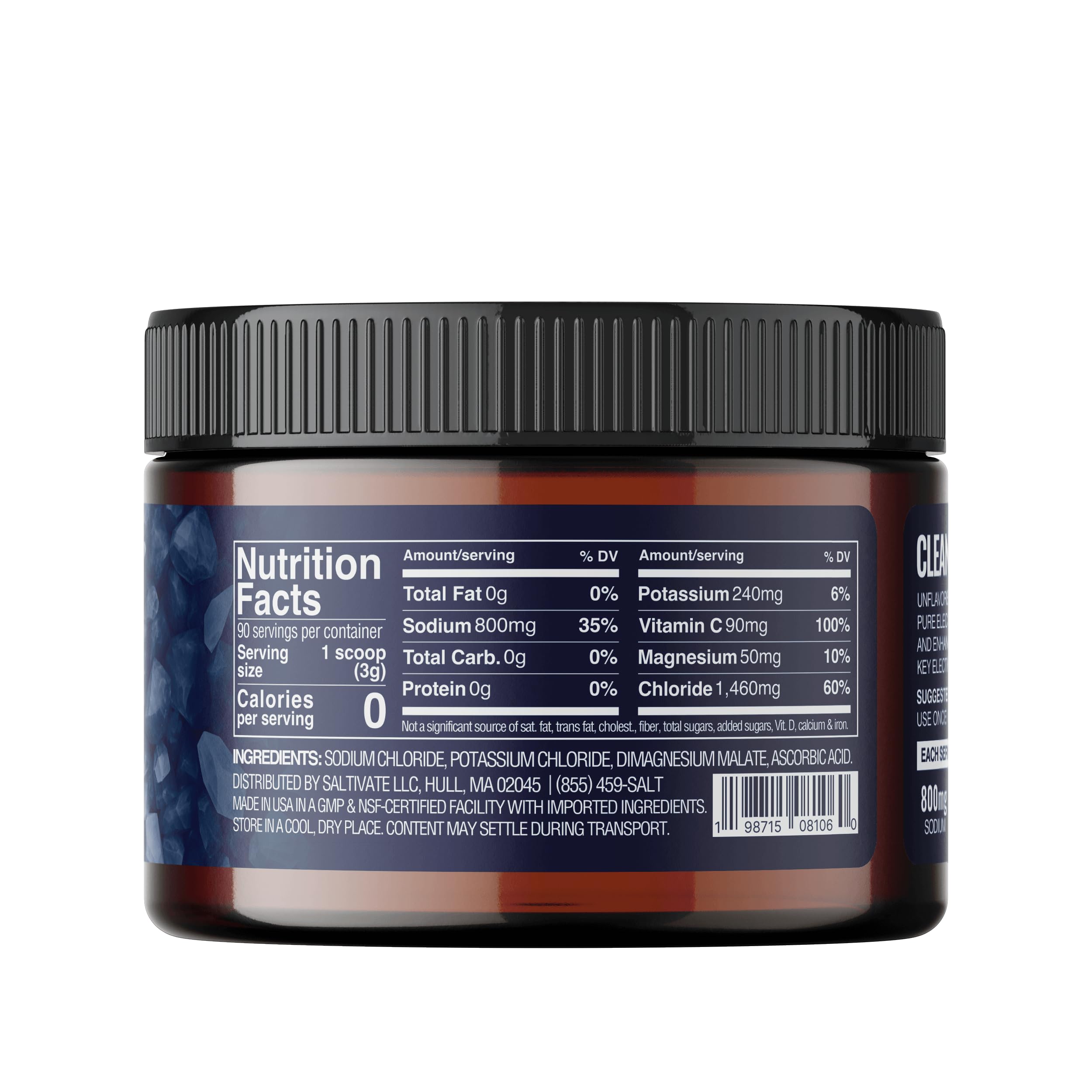 Saltivate Raw Unflavored Electrolytes on kitchen counter alongside plain water for daily use.