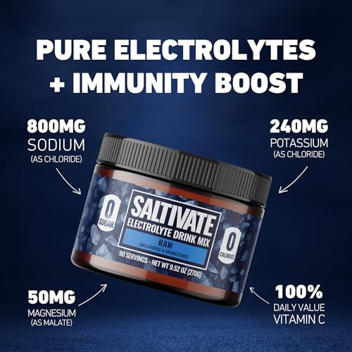 Saltivate Raw Unflavored Electrolytes measuring scoop illustrates precise dose control.