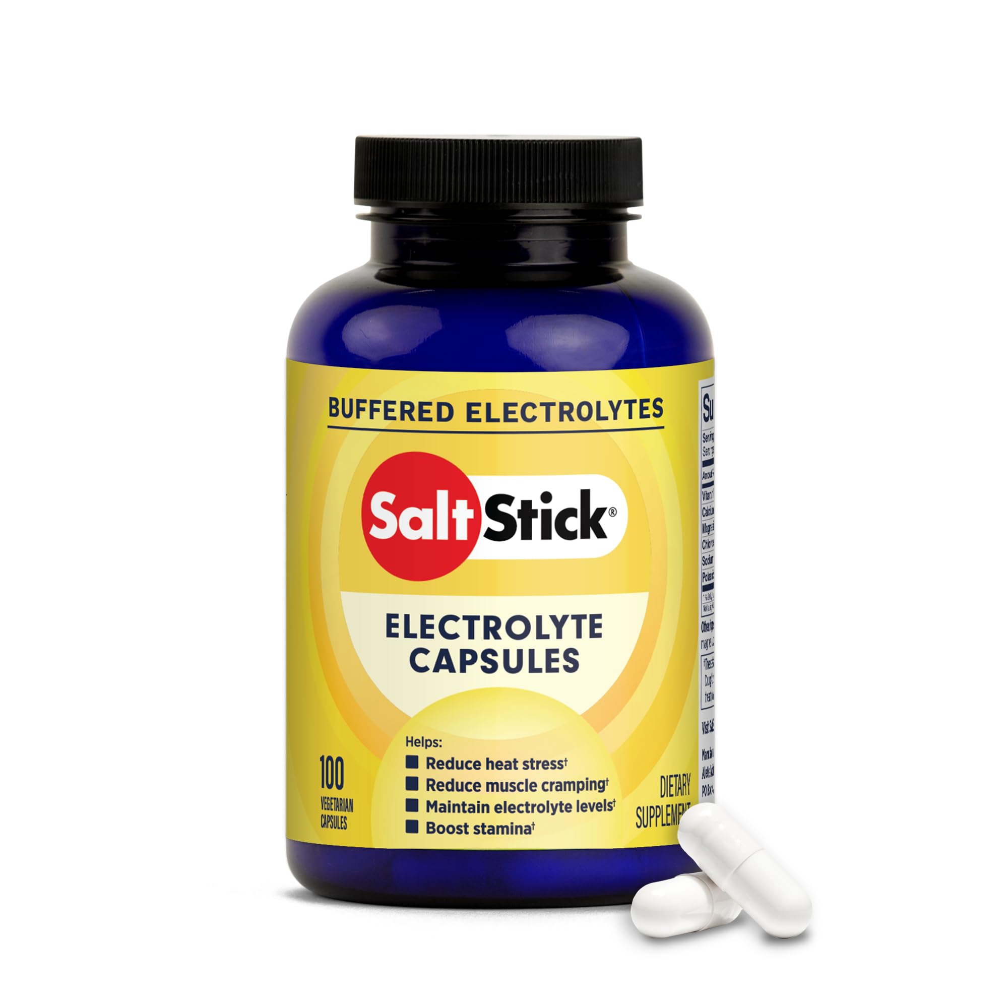 Bottle of SaltStick Electrolyte Capsules with Vitamin D – 100 count