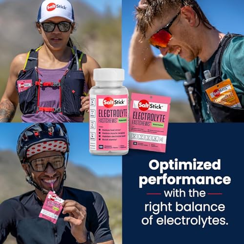 SaltStick Electrolyte FastChews watermelon tablets dissolve quickly with water to aid endurance during running.