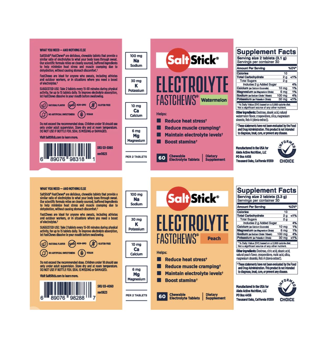 SaltStick FASTCHEWS Watermelon flavor tube supports quick hydration during outdoor activity.