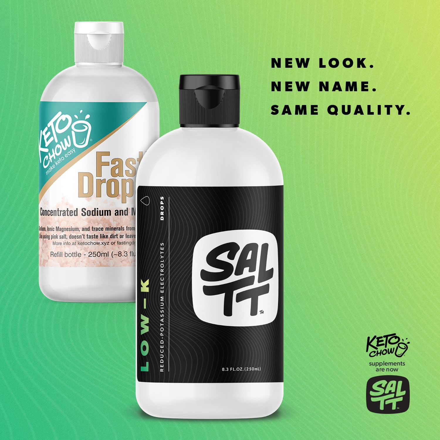 Close-up of SALTT Low-K Fasting Drops bottle and label