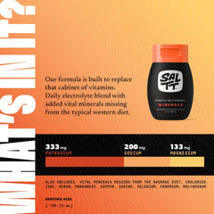 Close-up of SALTT Minerals Drops label