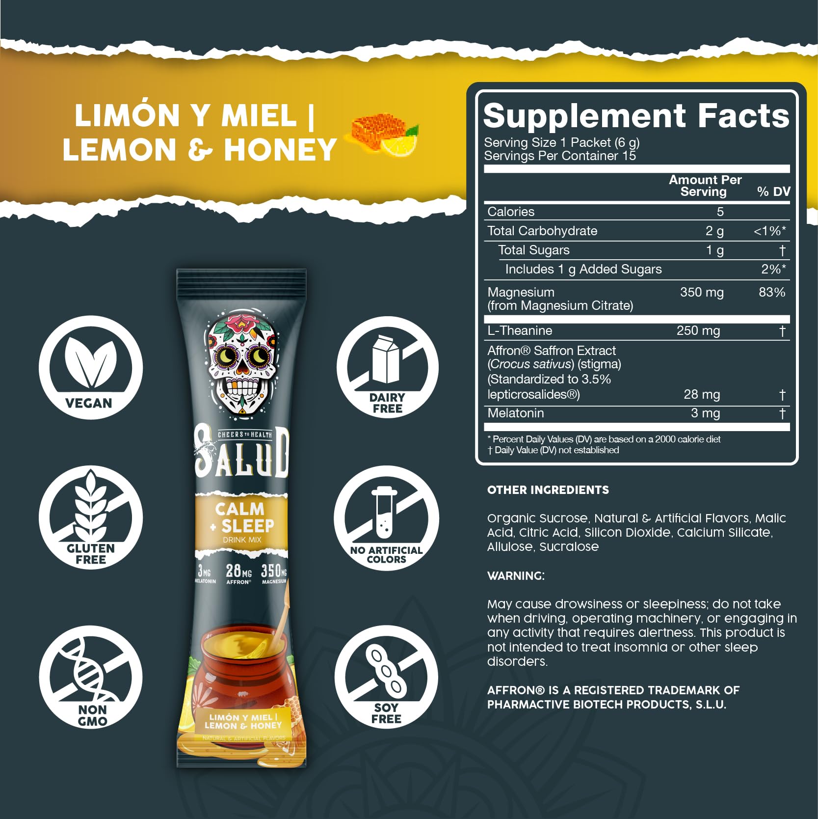 Glass of water with Salud Lemon Honey flavor drink mix being prepared