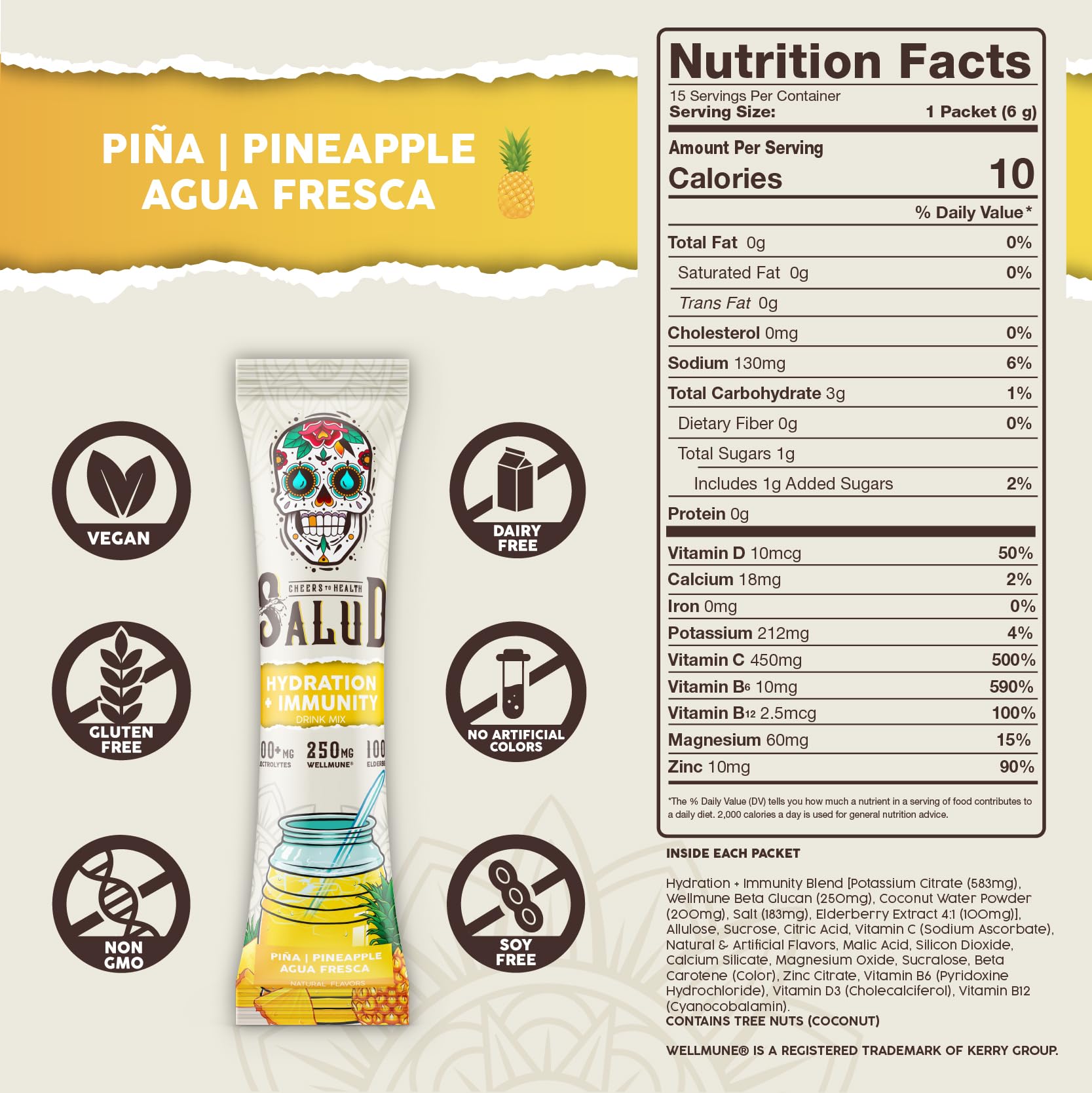 Dairy-free, soy-free, gluten-free vegan hydration powder