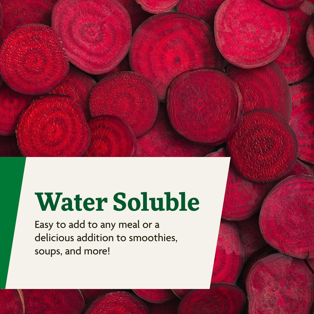 Glass jar containing Salus Red Beet Crystals