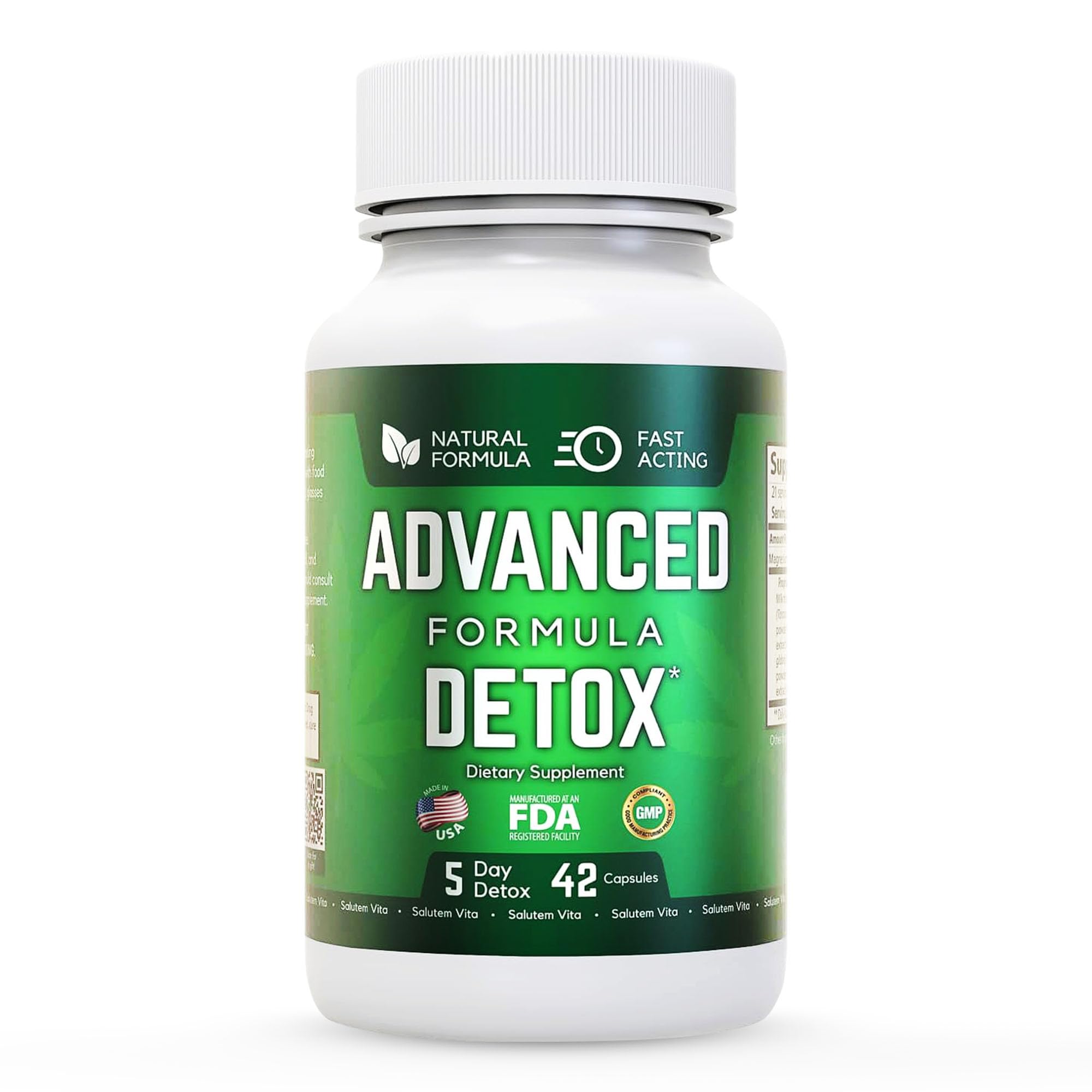  Salutem Vita detox capsules closeup highlights easy-to-swallow pills for daily use