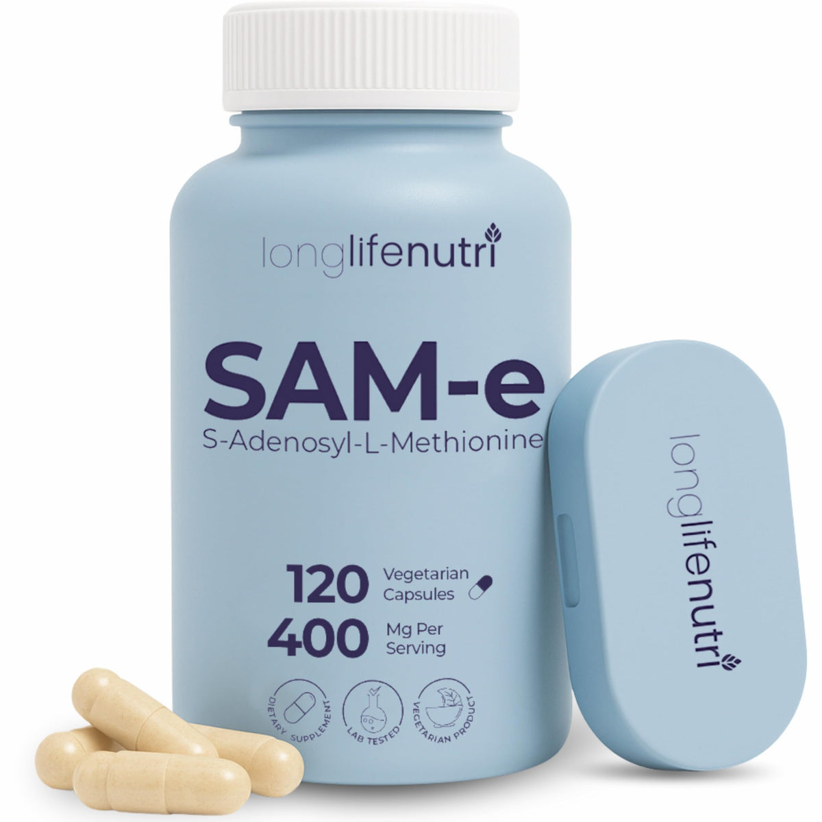 LongLifeNutri SAM-e 400mg vegetarian capsules 120-count