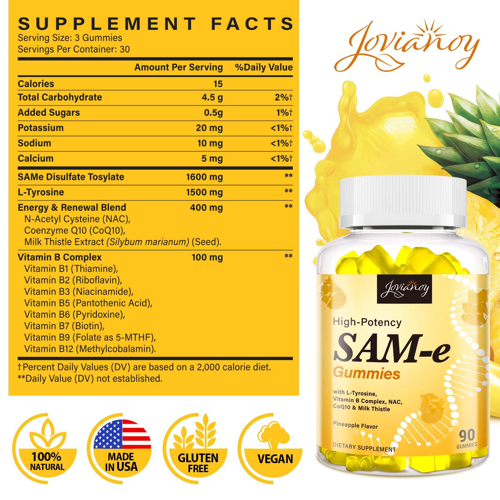 SAM-e Gummies supplement facts panel