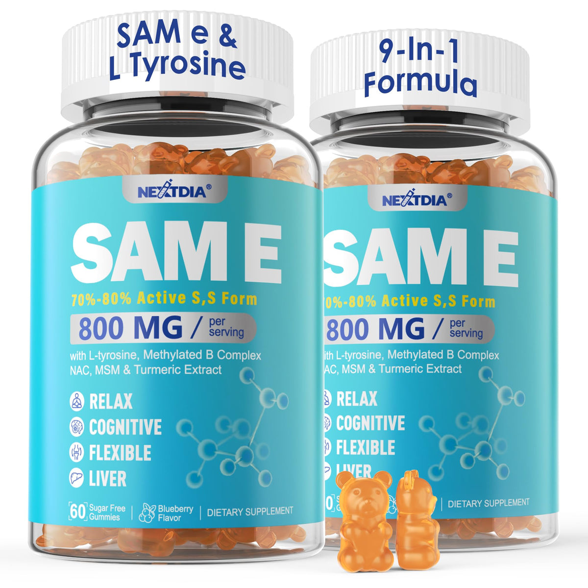 Bottle of SAM-e & L-Tyrosine Gummies, 800 mg