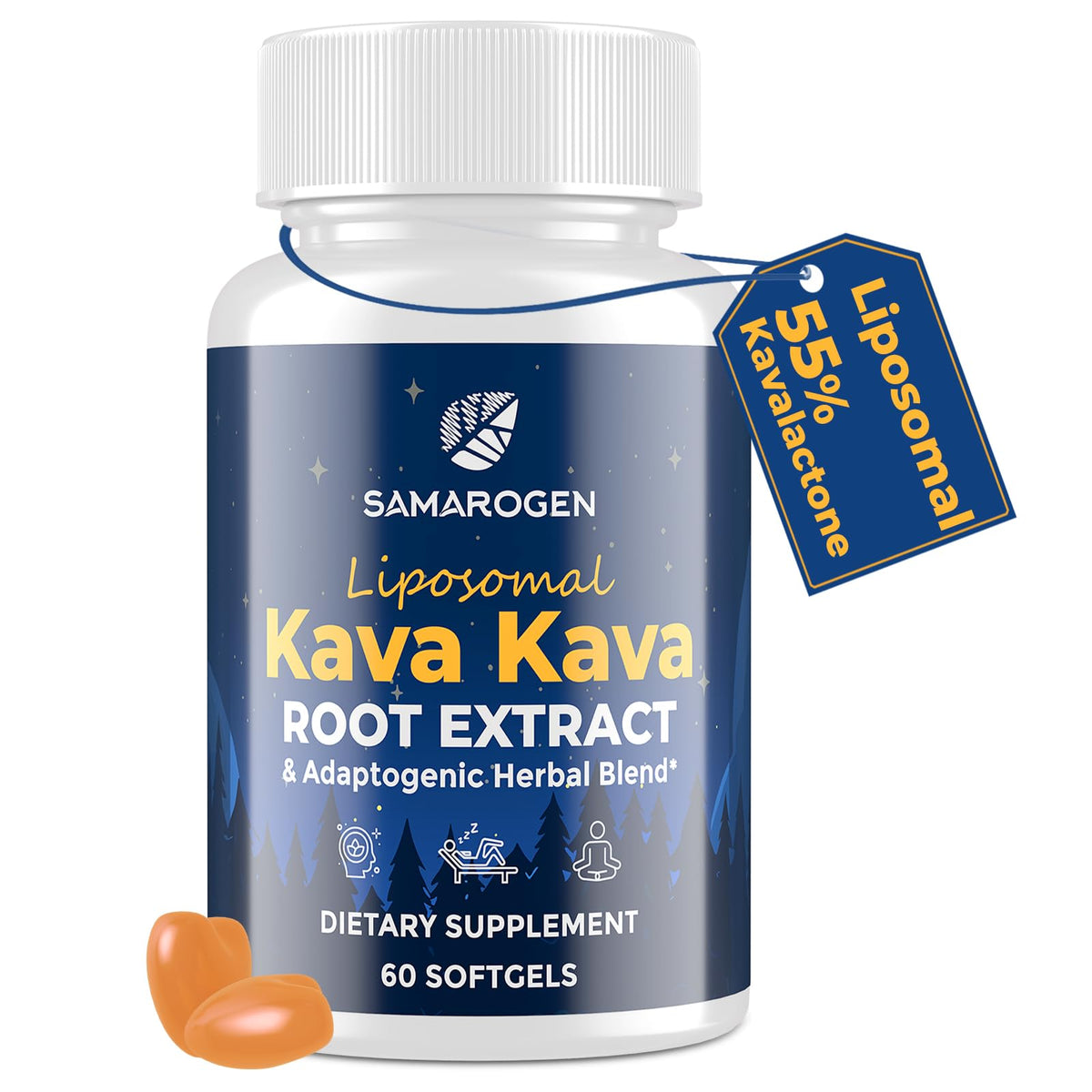 Samarogen Kava Kava Capsules bottle with 60 softgels