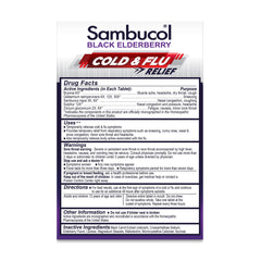 Front view of Sambucol Cold and Flu Relief Tablets packaging