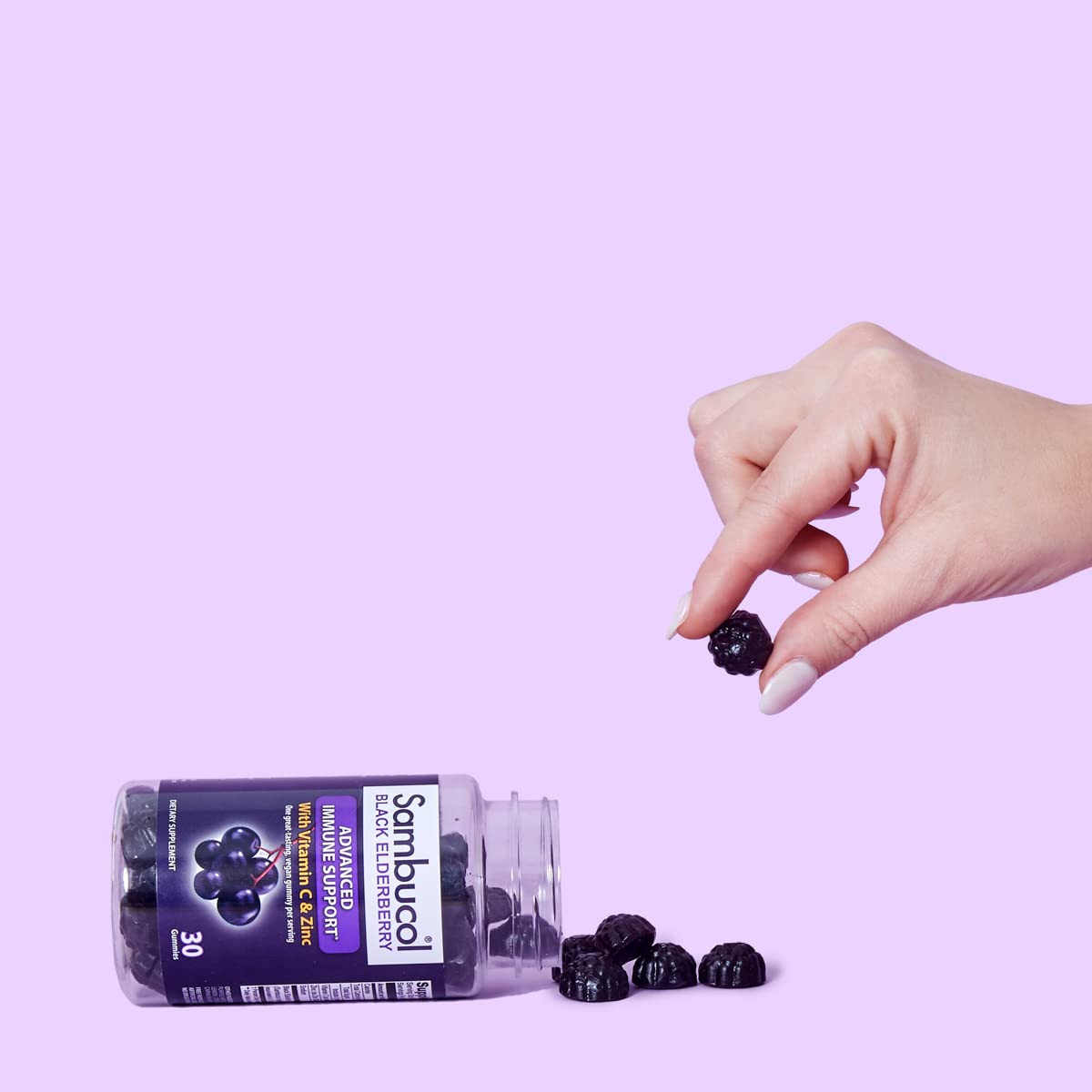 Two-pack Sambucol Elderberry Gummies displayed side by side