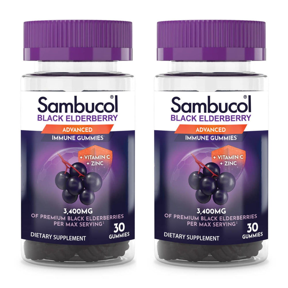 Sambucol Black Elderberry Gummies 30-count 2-pack front view