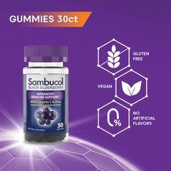 Close-up of Sambucol Elderberry Gummies bottle