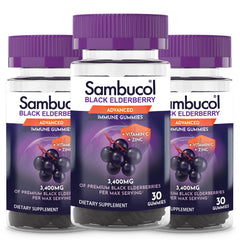 Front view of Sambucol Black Elderberry Gummies bottle