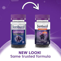 Side view of Sambucol bottle showing label