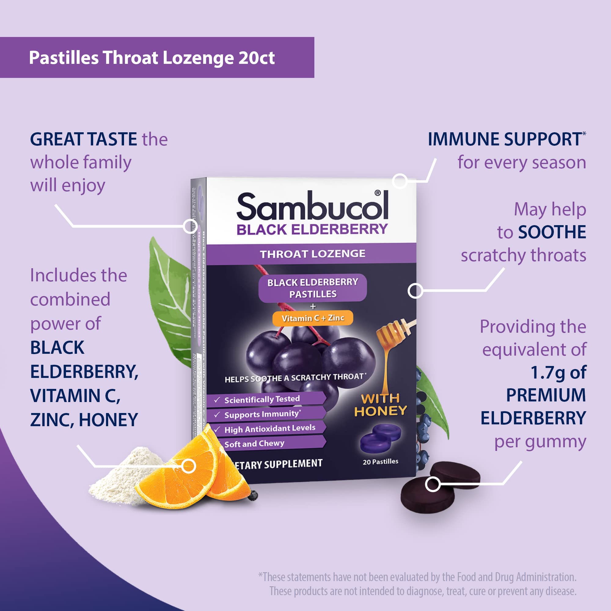 Sambucol elderberry lozenges packaging image