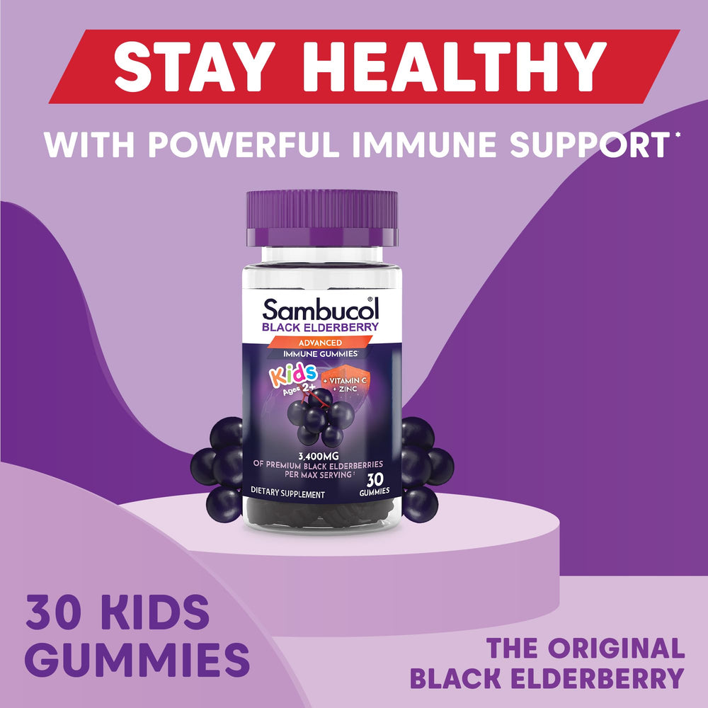 Supplement facts panel showing elderberry extract and nutrients