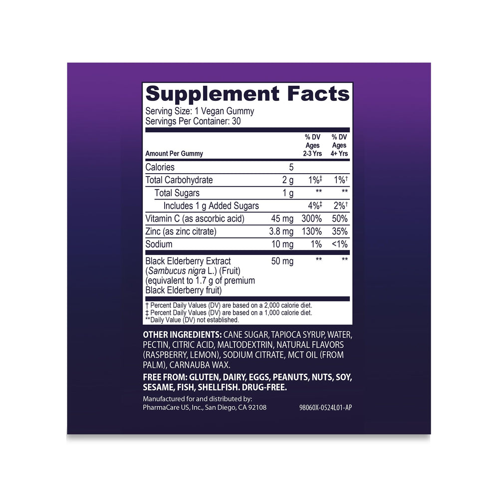 Packaging and bottle with Sambucol branding