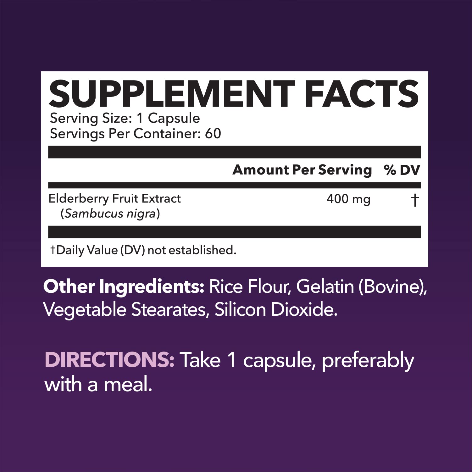 Side view of Sambucus Black Elderberry Capsules bottle