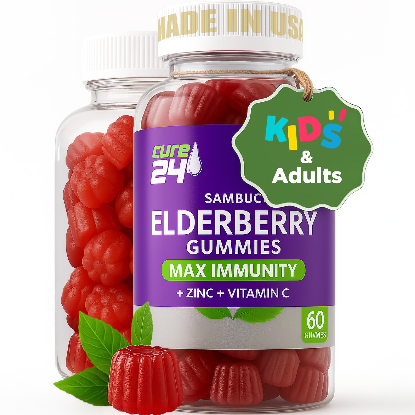 Bottle of Sambucus Elderberry Gummies with Vitamin C and Zinc