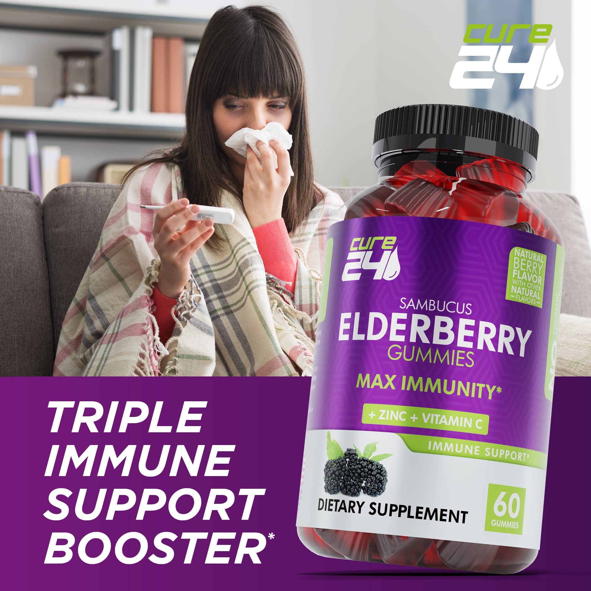 Nutrition facts label for Sambucus Elderberry Gummies