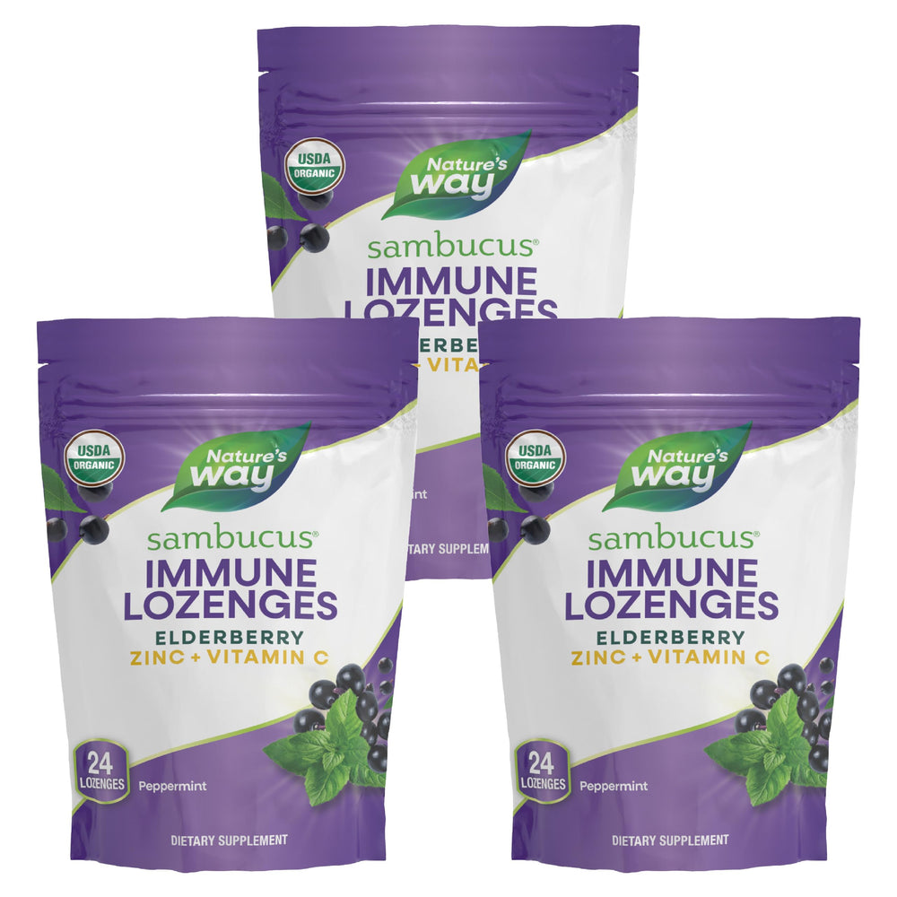Front view of Nature's Way Sambucus Zinc Lozenges with Elderberry and Vitamin C