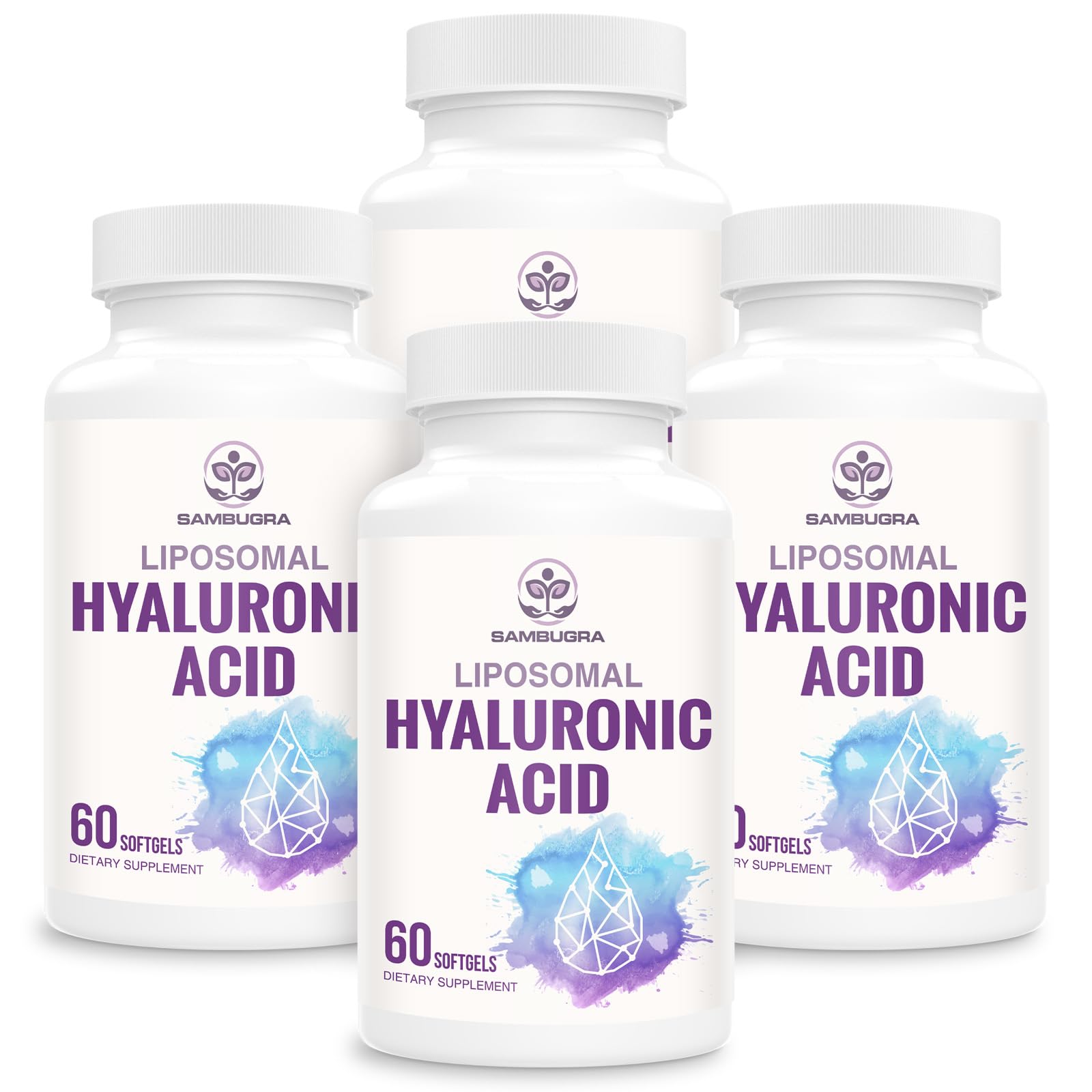 Sambugra Liposomal Hyaluronic Acid 1000mg bottle with 240 capsules (Pack of 4)
