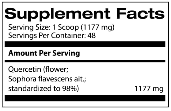 2oz/57g Samsara Quercetin extract powder bottle label