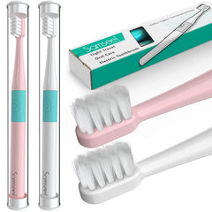 Samseel 2-Pack Sonic Electric Toothbrush White and Pink - front view