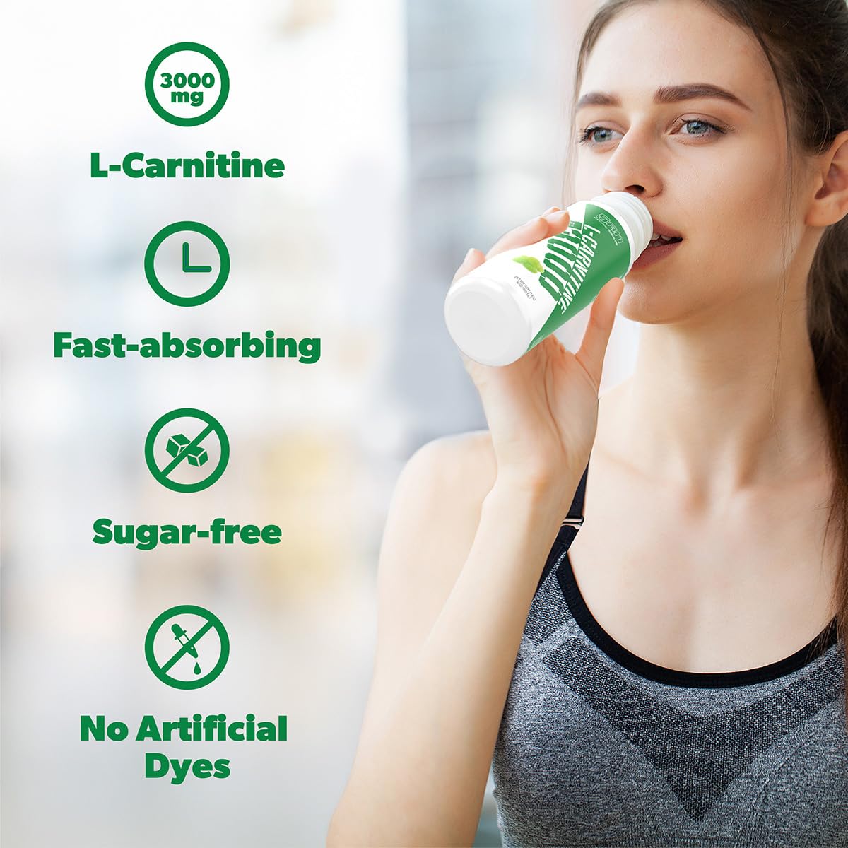 SAN Nutrition L-Carnitine 3000 green apple bottle in a daily routine setup