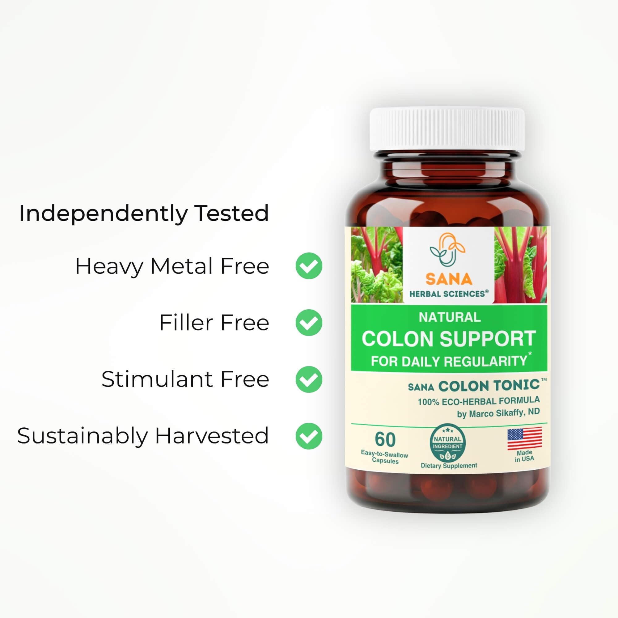 Sana Herbal Sciences 60-pills count closeup emphasizes easy daily use