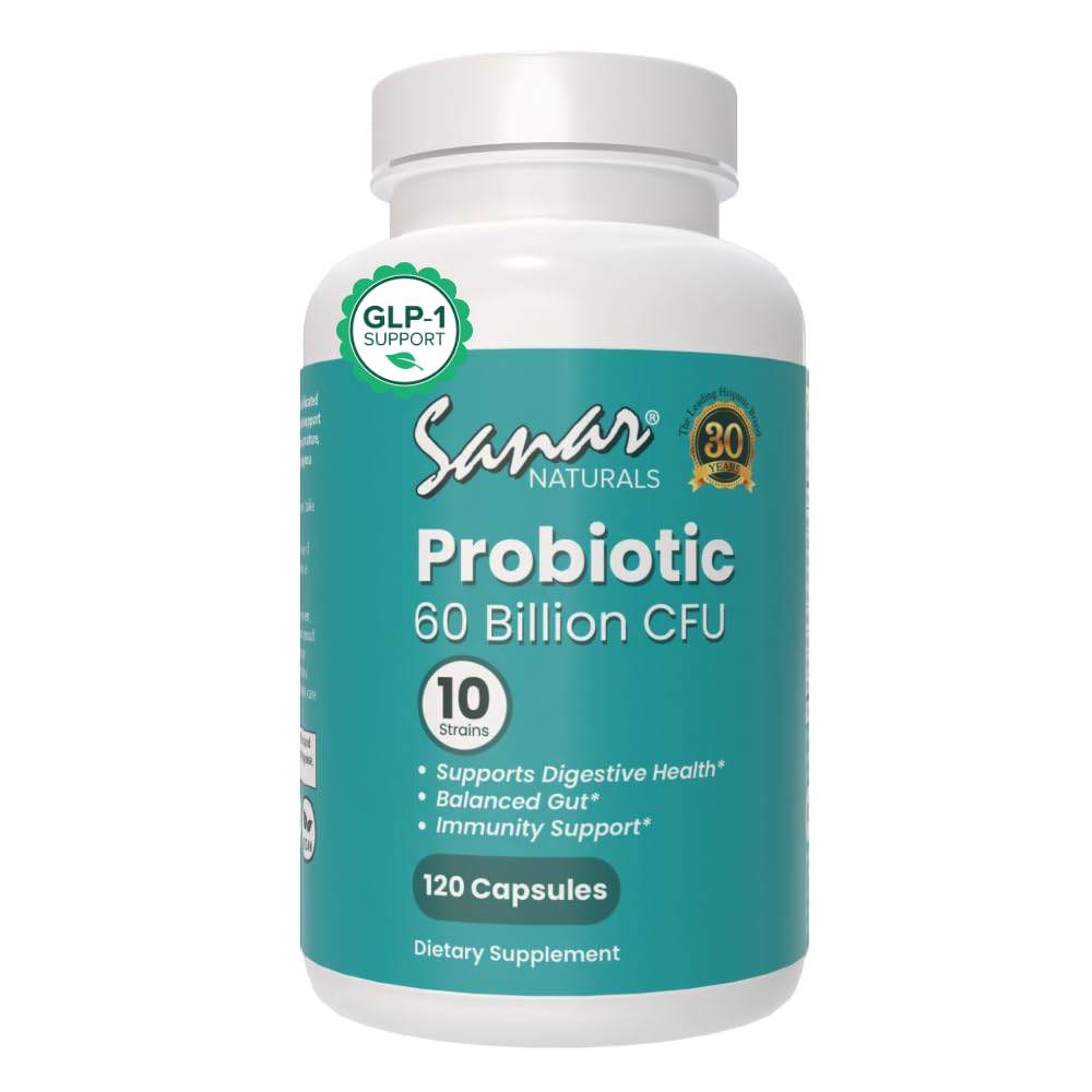 Sanar Naturals Probiotics bottle label with 60B CFU