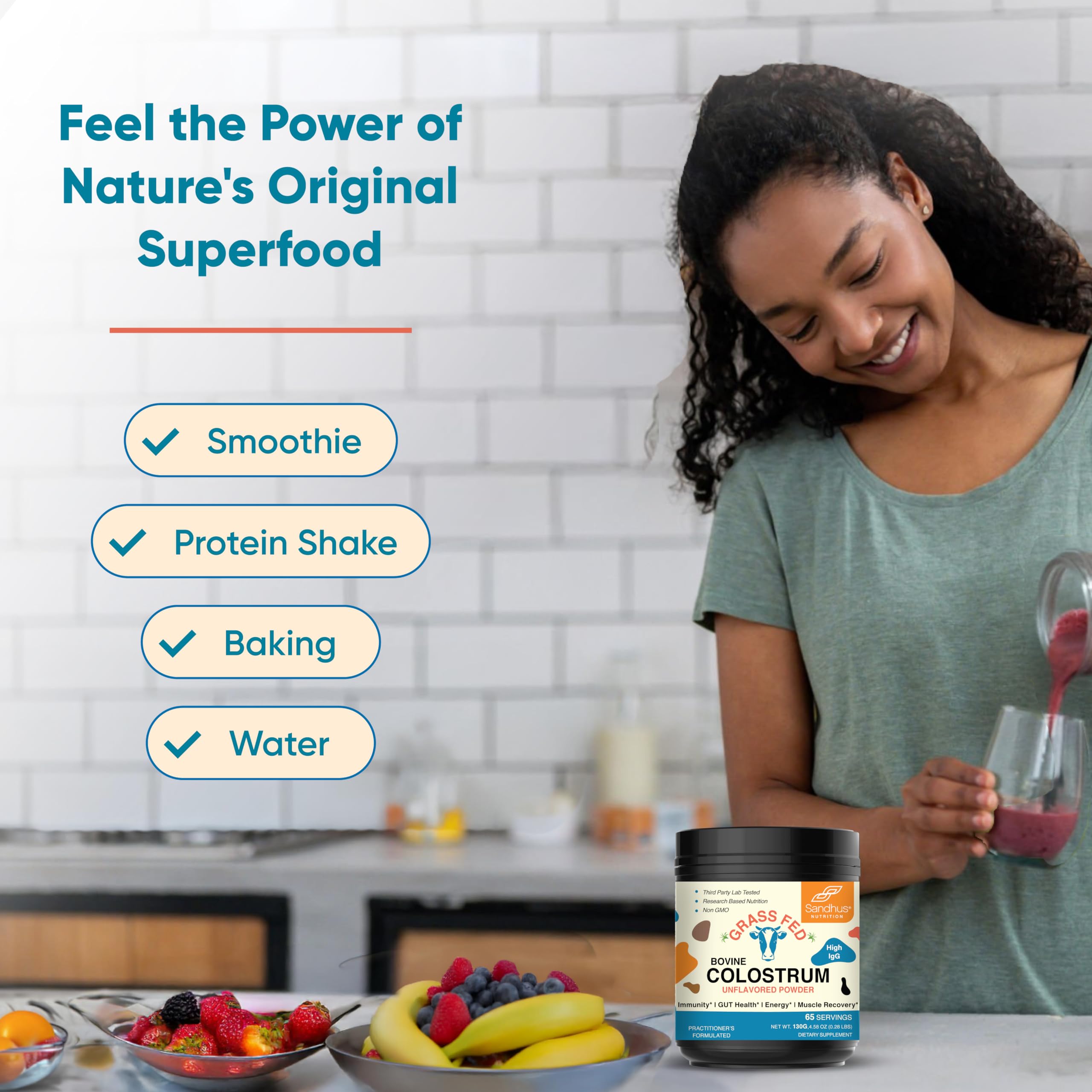 USA manufactured stamp on Sandhu's colostrum packaging