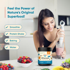 Serving scoop with colostrum powder