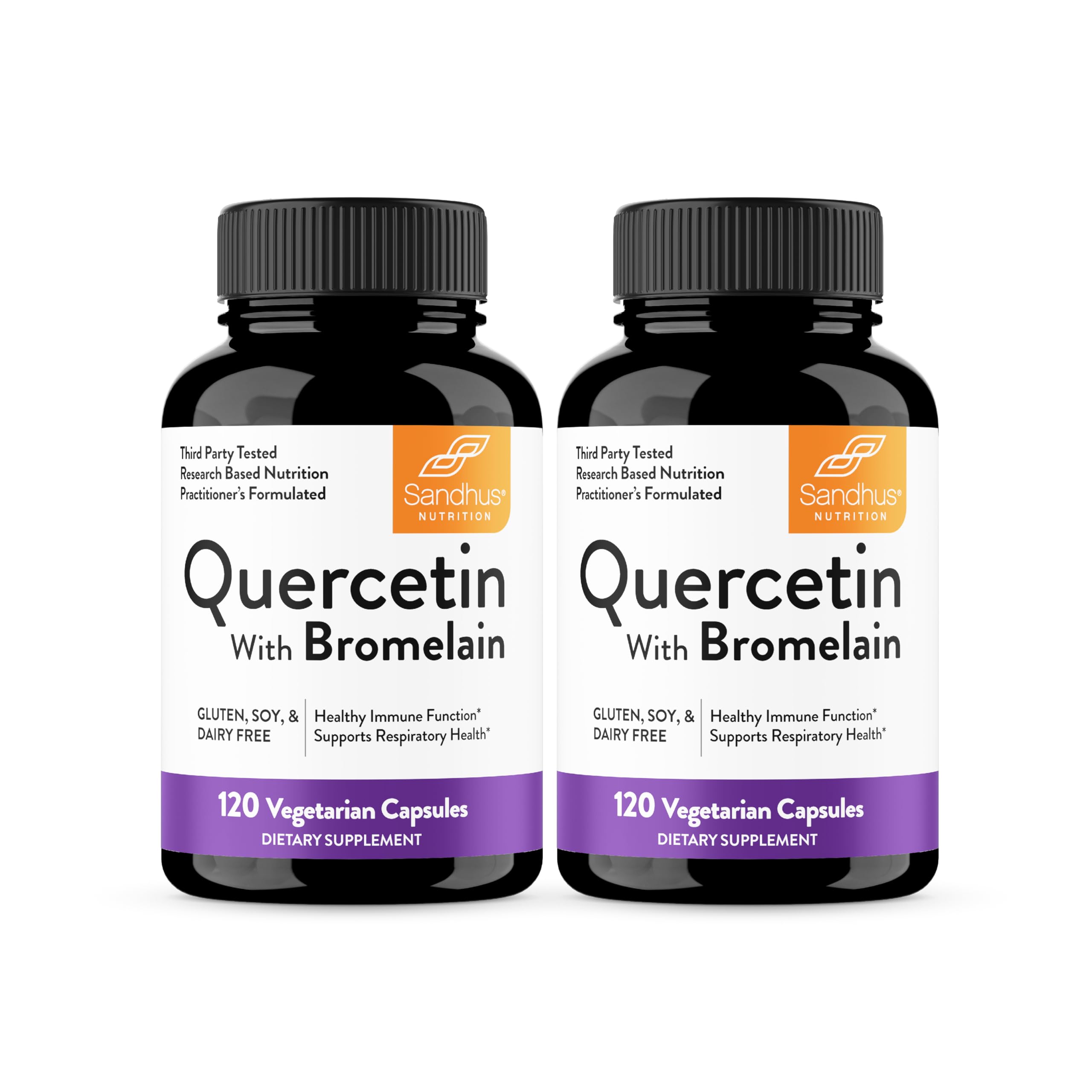 Sandhu's Quercetin with Bromelain bottle - front view