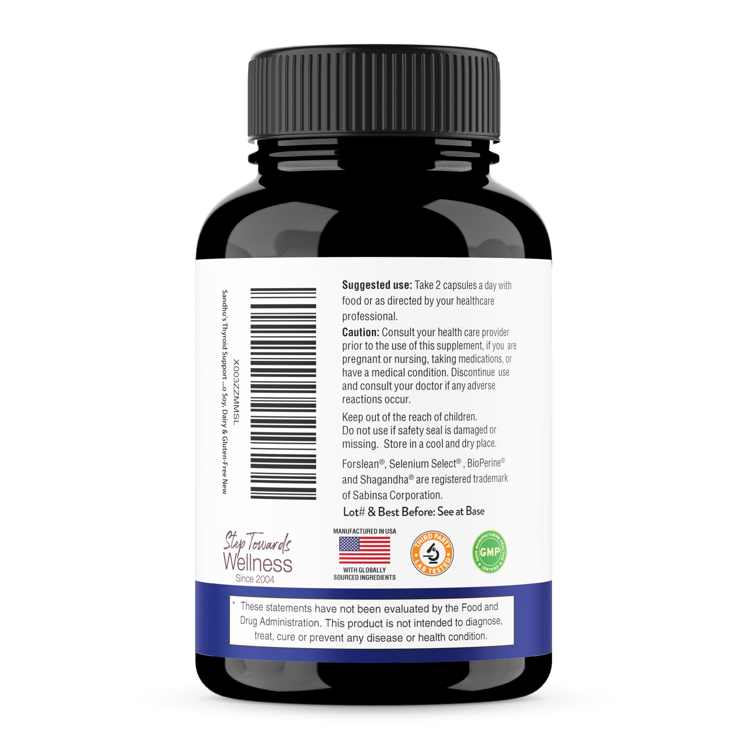 Product label with ingredients and supplement facts