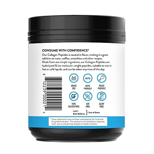 Unflavored collagen powder scoop with 1 lb packaging