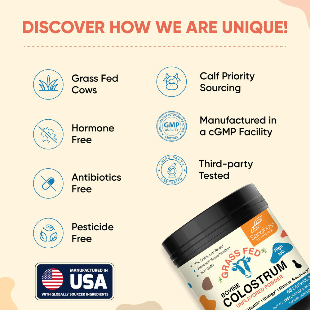 Two containers of Sandhu's Grass Fed Colostrum Powder (pack of 2)