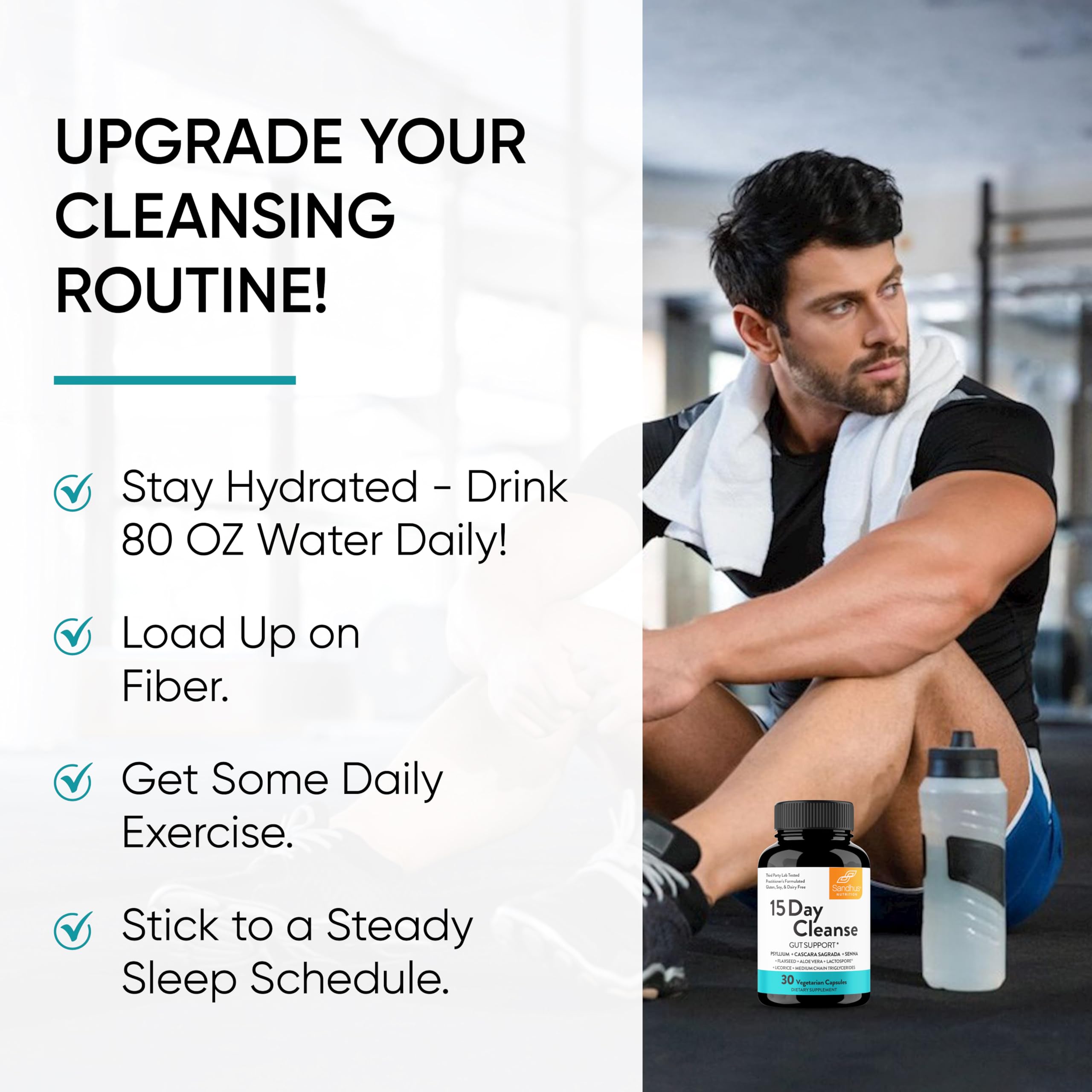 Sandhu's 15 Day Gut Cleanse capsules bottle