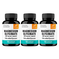 Bottle of Sandhu's Magnesium Glycinate 400mg with Quercetin, 120 capsules (Pack of 3)