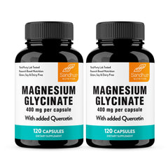 Front view of Sandhu's Magnesium Glycinate with Quercetin bottle