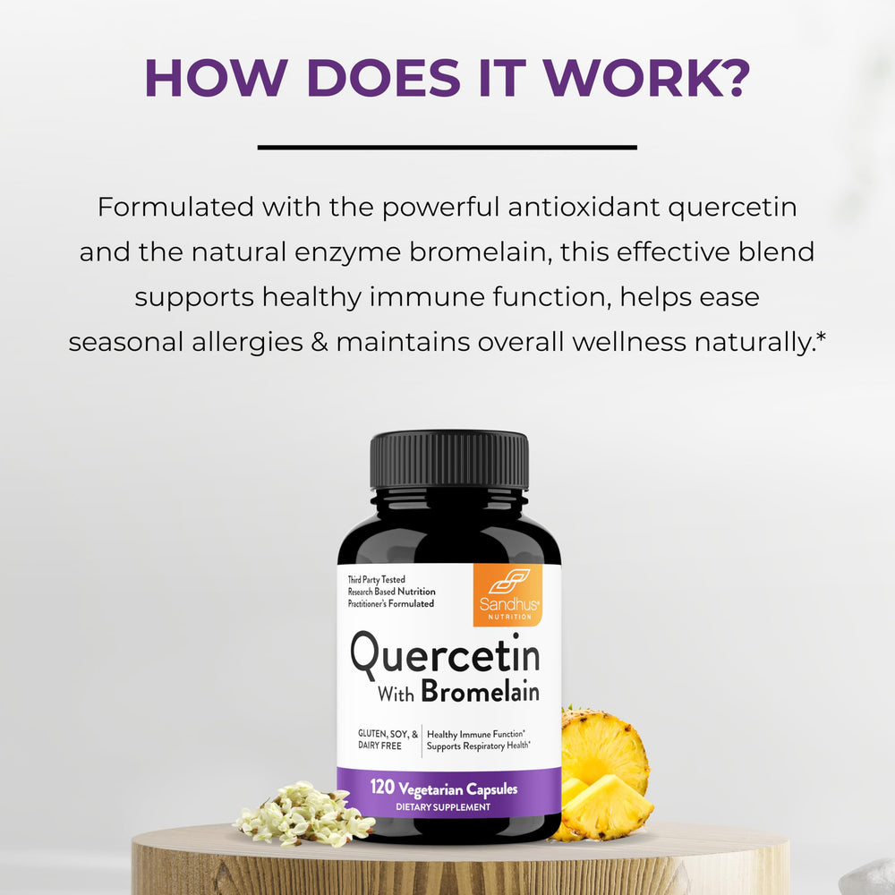 Packaging box with bottle of Quercetin with Bromelain capsules