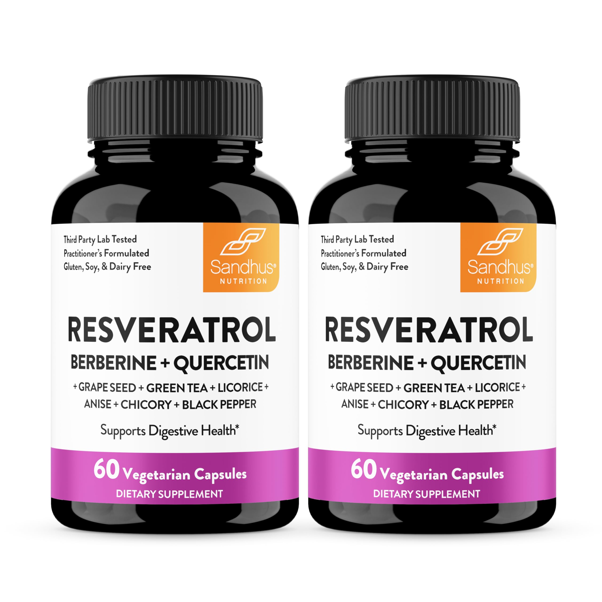 Sandhu's Resveratrol with Berberine gut health front view