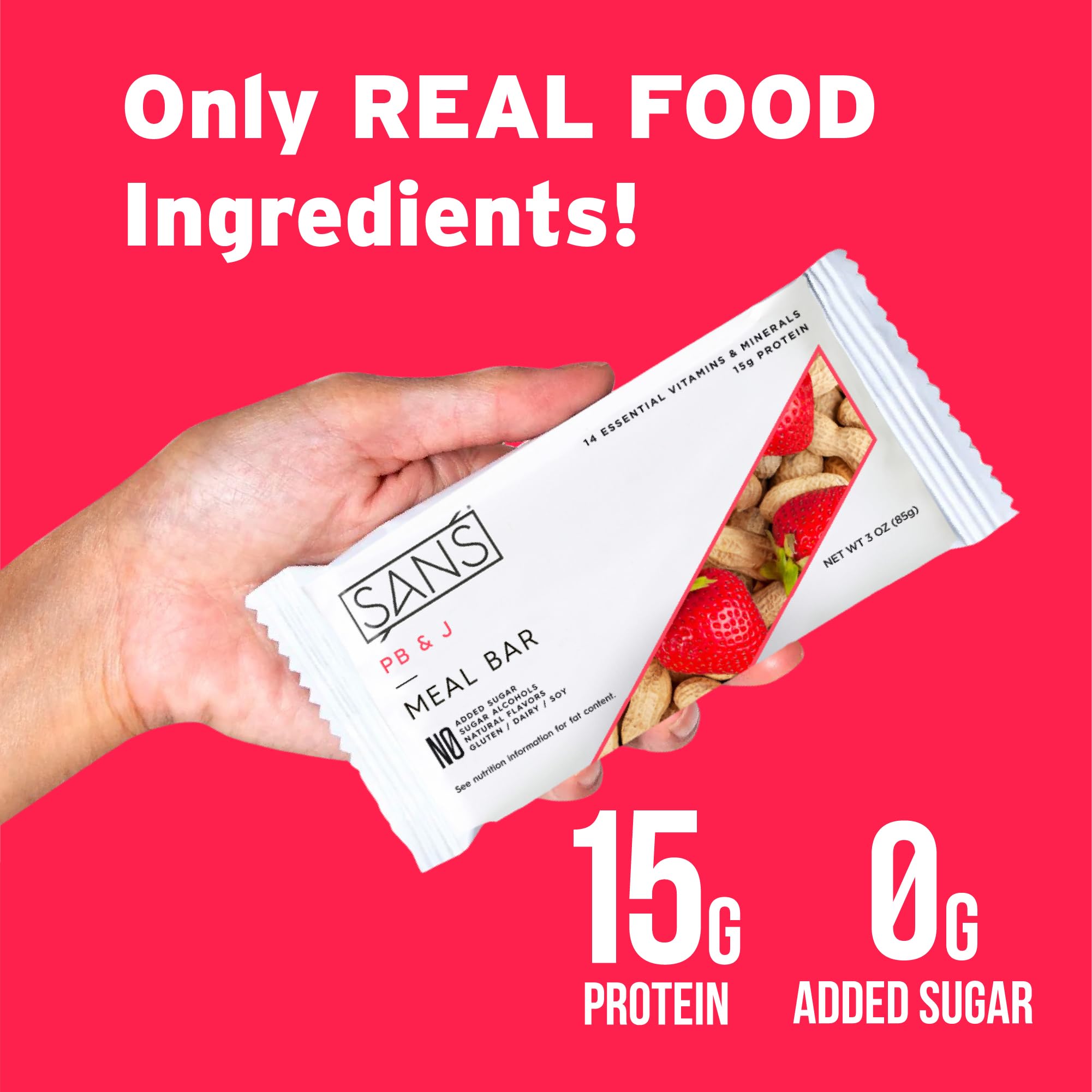 SANS Meal Bar dairy-free icon highlights allergen-friendly option