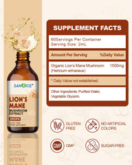 Close-up of Lion's Mane Liquid Drops bottle label